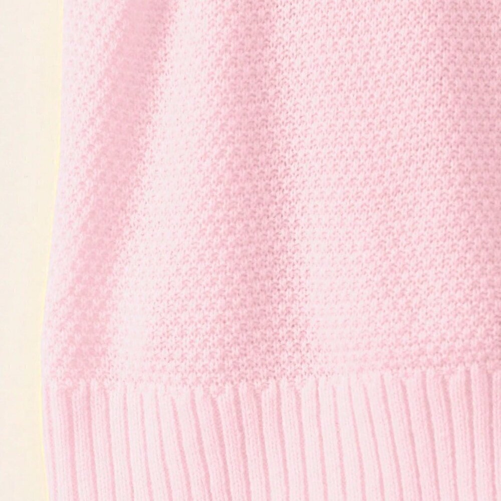 Baby Pink Casual Women's Round Neck Bow Tie Knitted Top - Picture 6 of 7